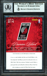 Damian Lillard Autographed 2012-13 Panini Prestige Rookie Card #214 Portland Trail Blazers Auto Grade Gem Mint 10 Beckett BAS #13605387