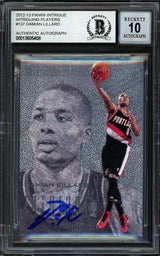 Damian Lillard Autographed 2012-13 Panini Intrigue Rookie Card #137 Portland Trail Blazers Auto Grade Gem Mint 10 Beckett BAS #13605408