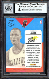 Damian Lillard Autographed 2012-13 Panini Past & Present Rise N Shine Rookie Card #16 Portland Trail Blazers Auto Grade Gem Mint 10 Beckett BAS #13605443