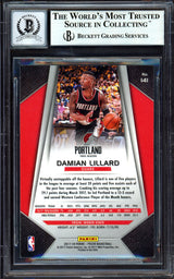 Damian Lillard Autographed 2017-18 Panini Prizm Card #141 Portland Trail Blazers Auto Grade Gem Mint 10 Beckett BAS Stock #199602