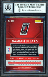 Damian Lillard Autographed 2015-16 Panini Prizm Card #179 Portland Trail Blazers Auto Grade Gem Mint 10 Beckett BAS Stock #199603