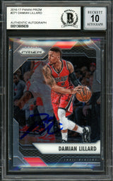 Damian Lillard Autographed 2016-17 Panini Prizm Card #271 Portland Trail Blazers Auto Grade Gem Mint 10 Beckett BAS #13605639