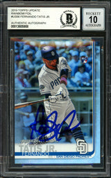 Fernando Tatis Jr. Autographed 2019 Topps Update Rainbow Foil Rookie Card #US56 San Diego Padres Auto Grade Gem Mint 10 Beckett BAS #13605908