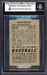 Dick Fowler Autographed 1952 Bowman Card #190 Philadelphia A's Beckett BAS #13608023