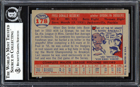 Don Bessent Autographed 1957 Topps Card #178 Brooklyn Dodgers Beckett BAS #13608044