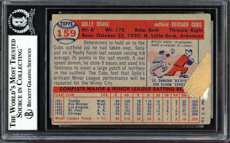Solly Drake Autographed 1957 Topps Rookie Card #159 Brooklyn Dodgers Beckett BAS #13608047