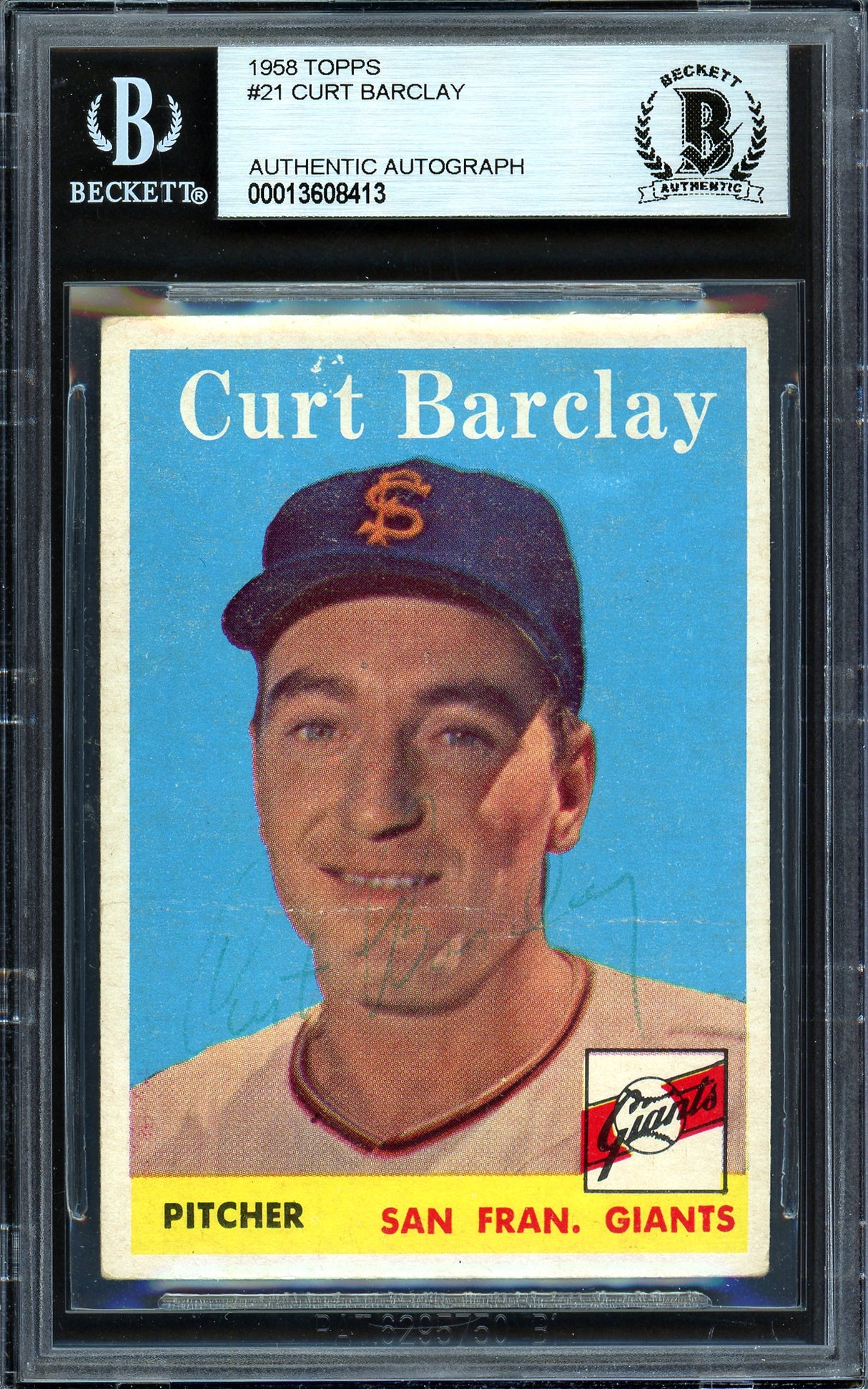 Curt Barclay Autographed 1958 Topps Card #21 San Francisco Giants Beckett BAS #13608413