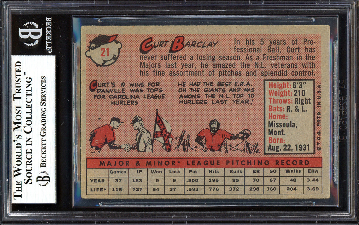 Curt Barclay Autographed 1958 Topps Card #21 San Francisco Giants Beckett BAS #13608413