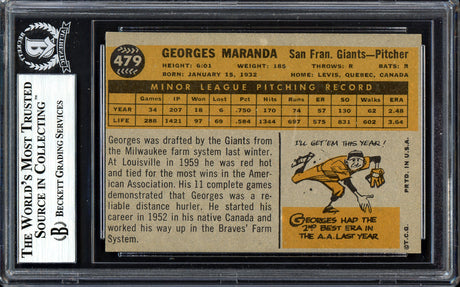 Georges Maranda Autographed 1960 Topps Rookie Card #479 San Francisco Giants Beckett BAS #13608556