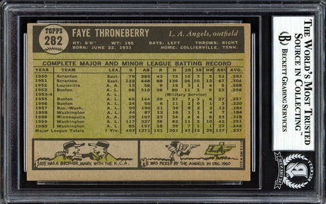 Faye Throneberry Autographed 1961 Topps Card #282 Los Angeles Angels Beckett BAS #13608827