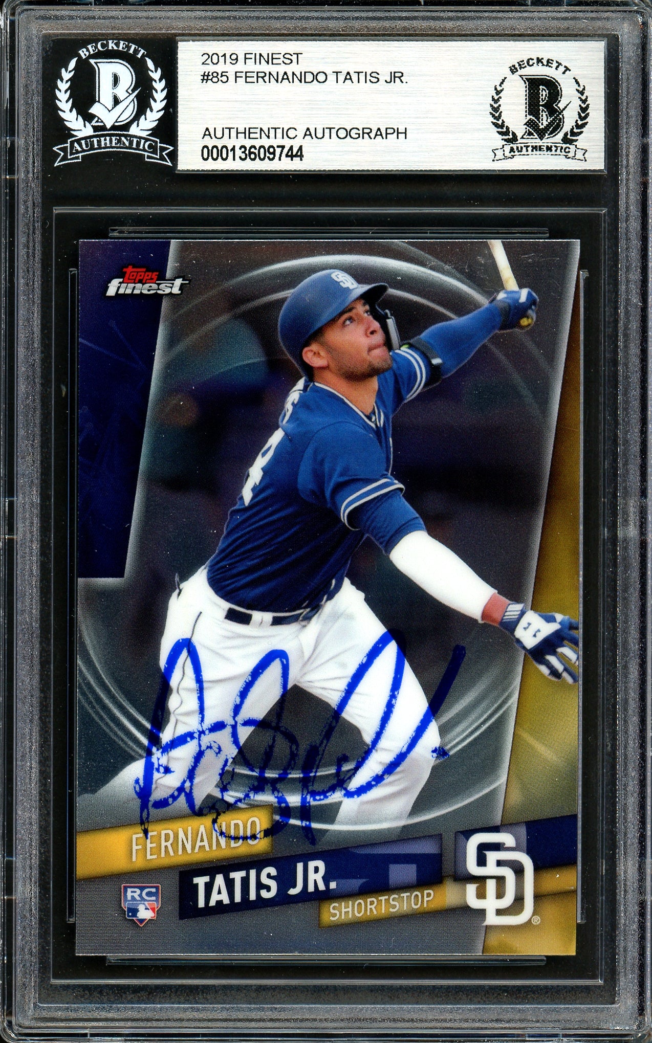 Fernando Tatis Jr. Autographed 2019 Topps Finest Rookie Card #85 San Diego Padres (Bubbling) Beckett BAS #13609744