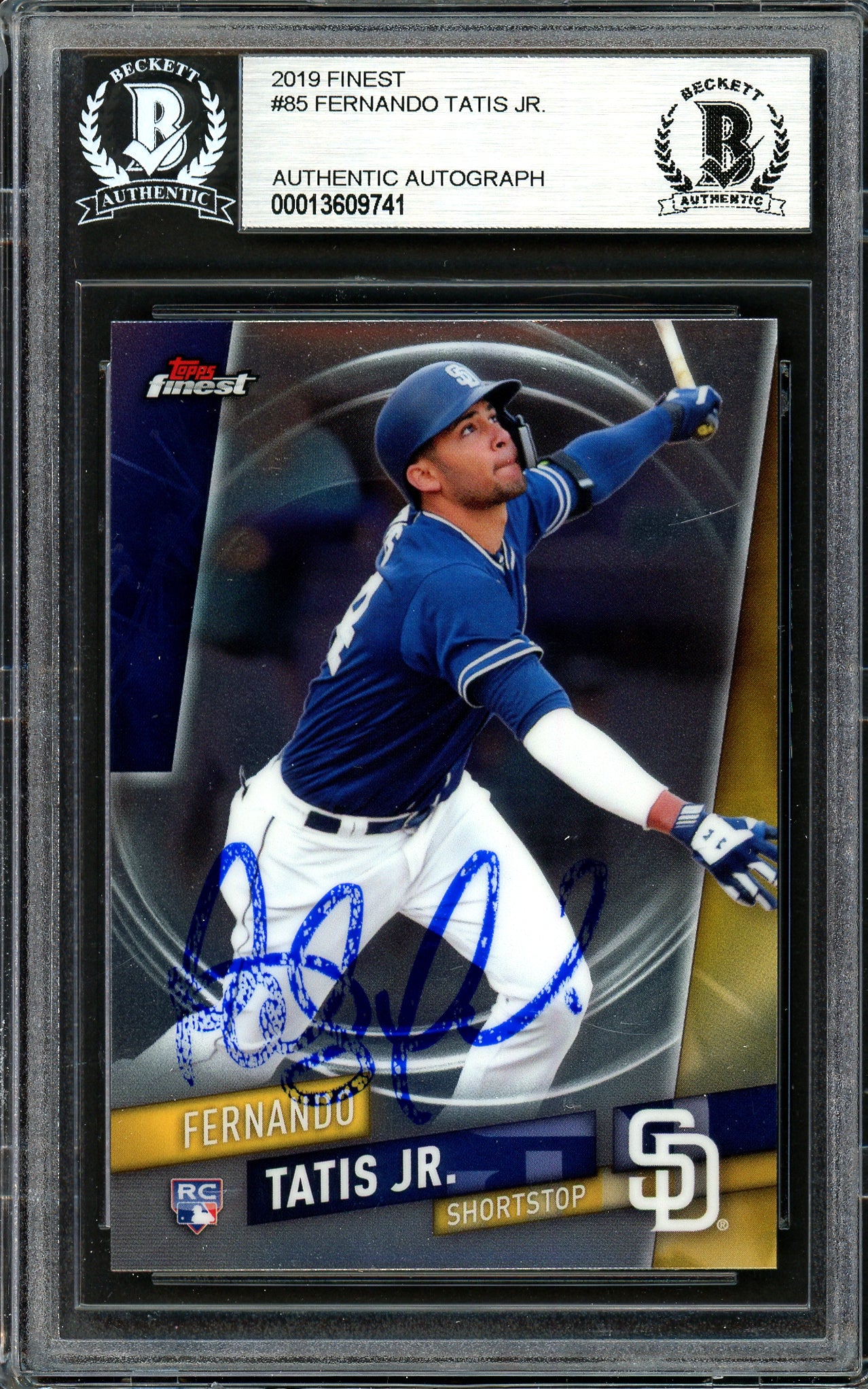Fernando Tatis Jr. Autographed 2019 Topps Finest Rookie Card #85 San Diego Padres (Bubbling) Beckett BAS #13609741