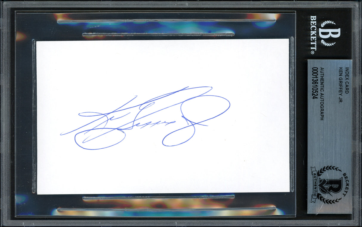 Ken Griffey Jr. Autographed 3x5 Index Card Seattle Mariners Beckett BAS Stock #200227