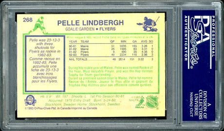 Pelle Lindbergh Autographed 1983 O-Pee-Chee Rookie Card #268 Philadelphia Flyers Auto Grade Gem Mint 10 PSA/DNA #83858614