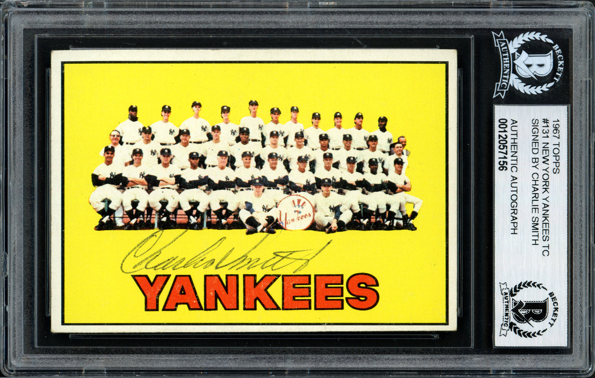 Charlie Smith Autographed 1967 Topps Team Card #131 New York Yankees Beckett BAS #12057156
