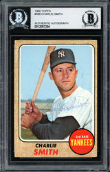 Charlie Smith Autographed 1968 Topps Card #596 New York Yankees Beckett BAS #12057254
