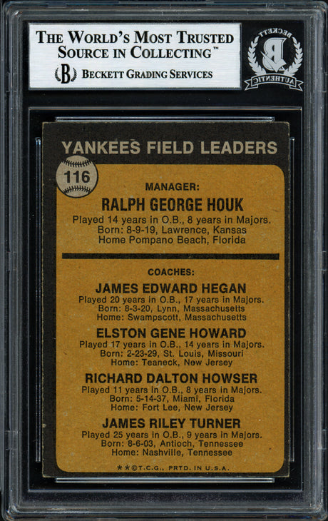 Elston Howard & Jim Turner Autographed 1973 Topps Card #116 New York Yankees Beckett BAS #12057387