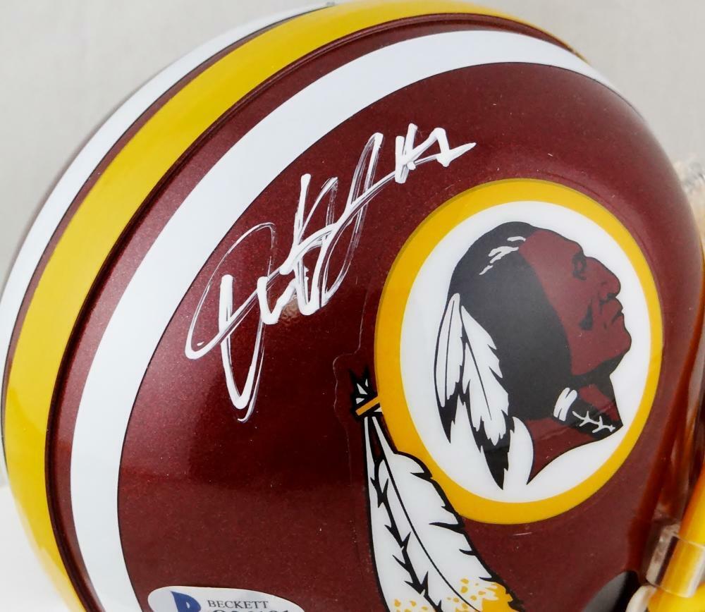 Dwayne Haskins Autographed Washington Team Mini Helmet- Beckett Auth *Silver