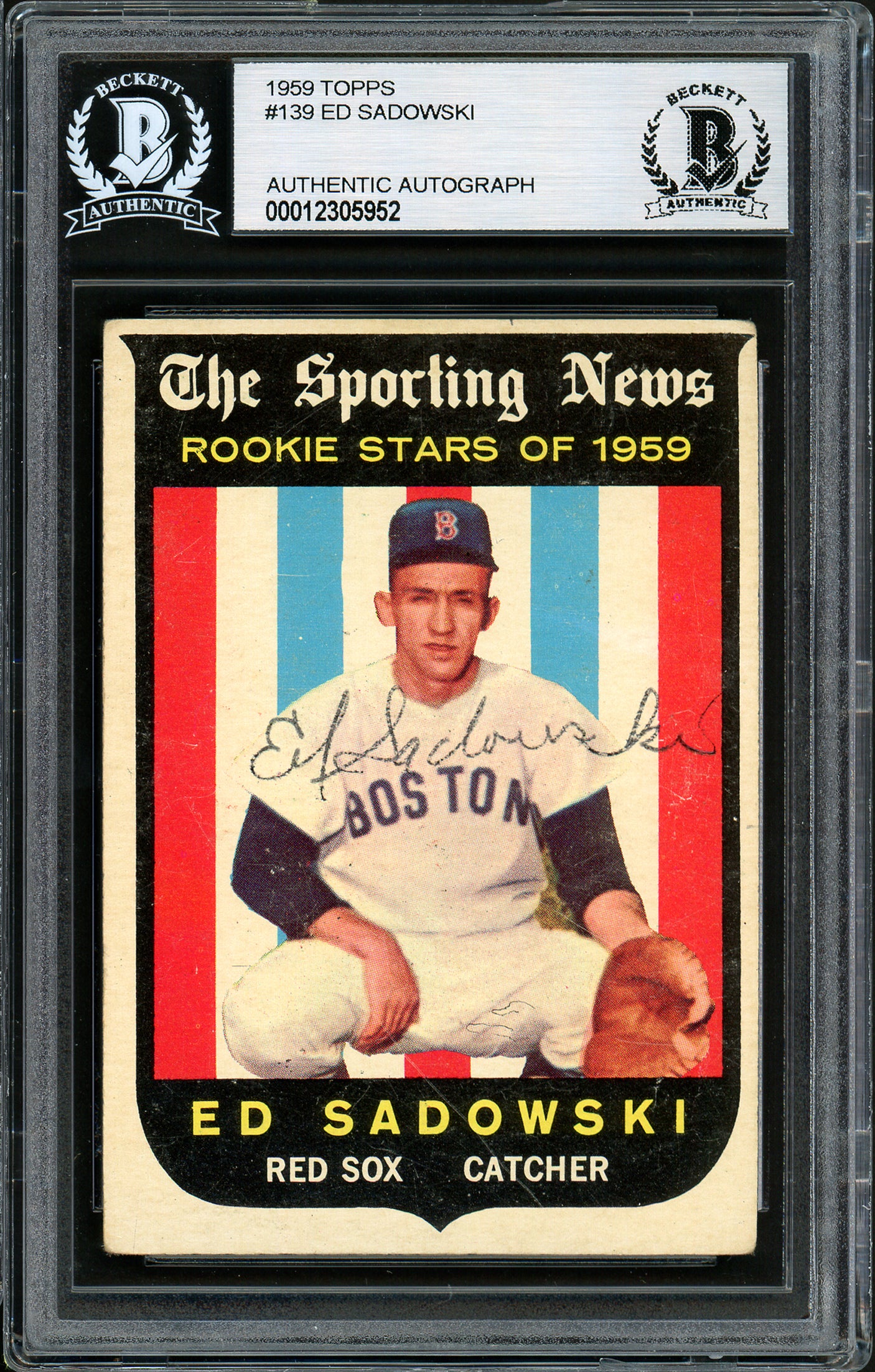 Ed Sadowski Autographed 1959 Topps Rookie Card #139 Boston Red Sox Beckett BAS #12305952