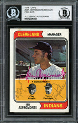 Ken Aspromonte, Clay Bryant & Tony Pacheco Autographed 1974 Topps Card #521 Cleveland Indians Beckett BAS #12306468