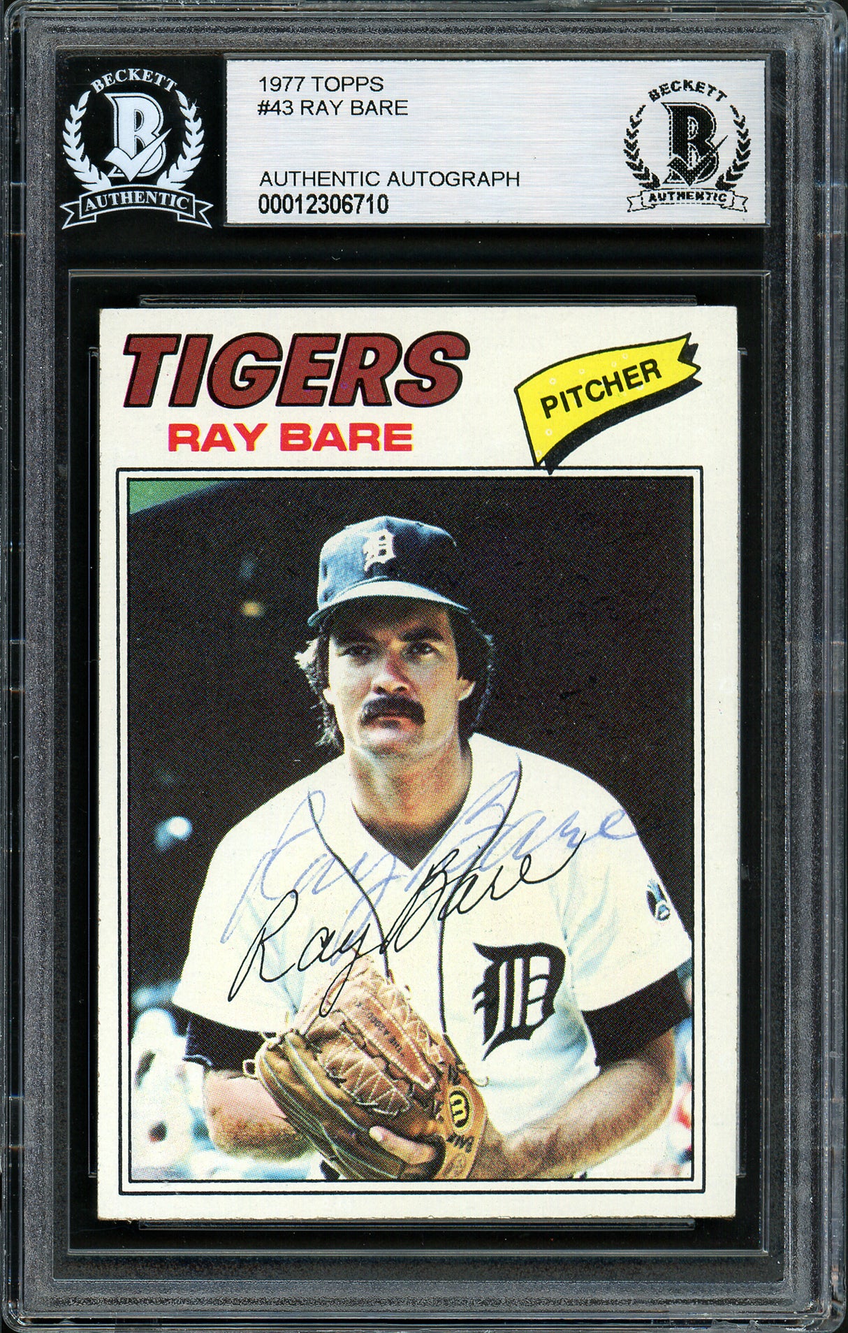 Ray Bare Autographed 1977 Topps Card #43 Detroit Tigers Beckett BAS #12306710