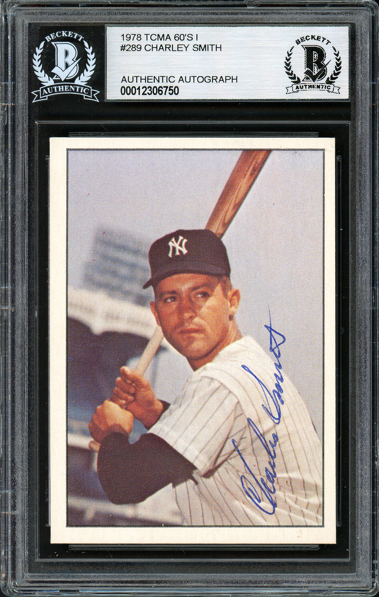 Charley Smith Autographed 1978 TCMA Card #289 New York Yankees Beckett BAS #12306750