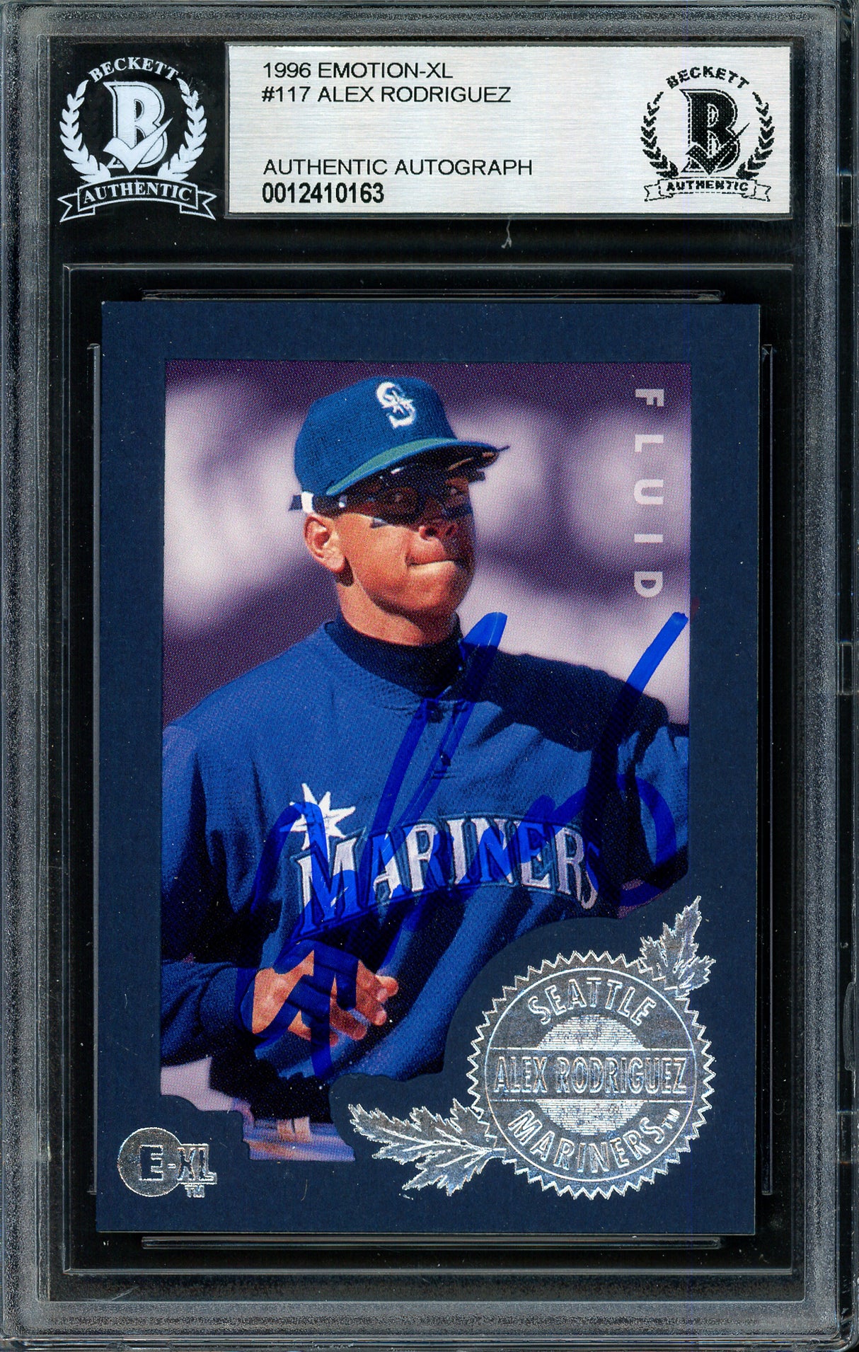 Alex Rodriguez Autographed 1996 Fleer E-XL Card #117 Seattle Mariners Beckett BAS #12410163