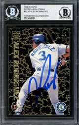 Alex Rodriguez Autographed 1996 Pacific Crown Estrellas Latinas Card #EL-26 Seattle Mariners Beckett BAS #12410191