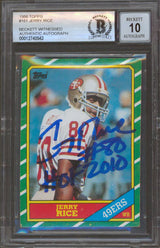 49ers Jerry Rice "HOF 2010" Signed 1986 Topps #161 RC Card Auto 10 BAS Slabbed 1