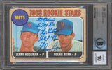 Mets Nolan Ryan "Stat" Signed 1968 Topps #177 Rookie Card Auto Grade 10 BAS Slab