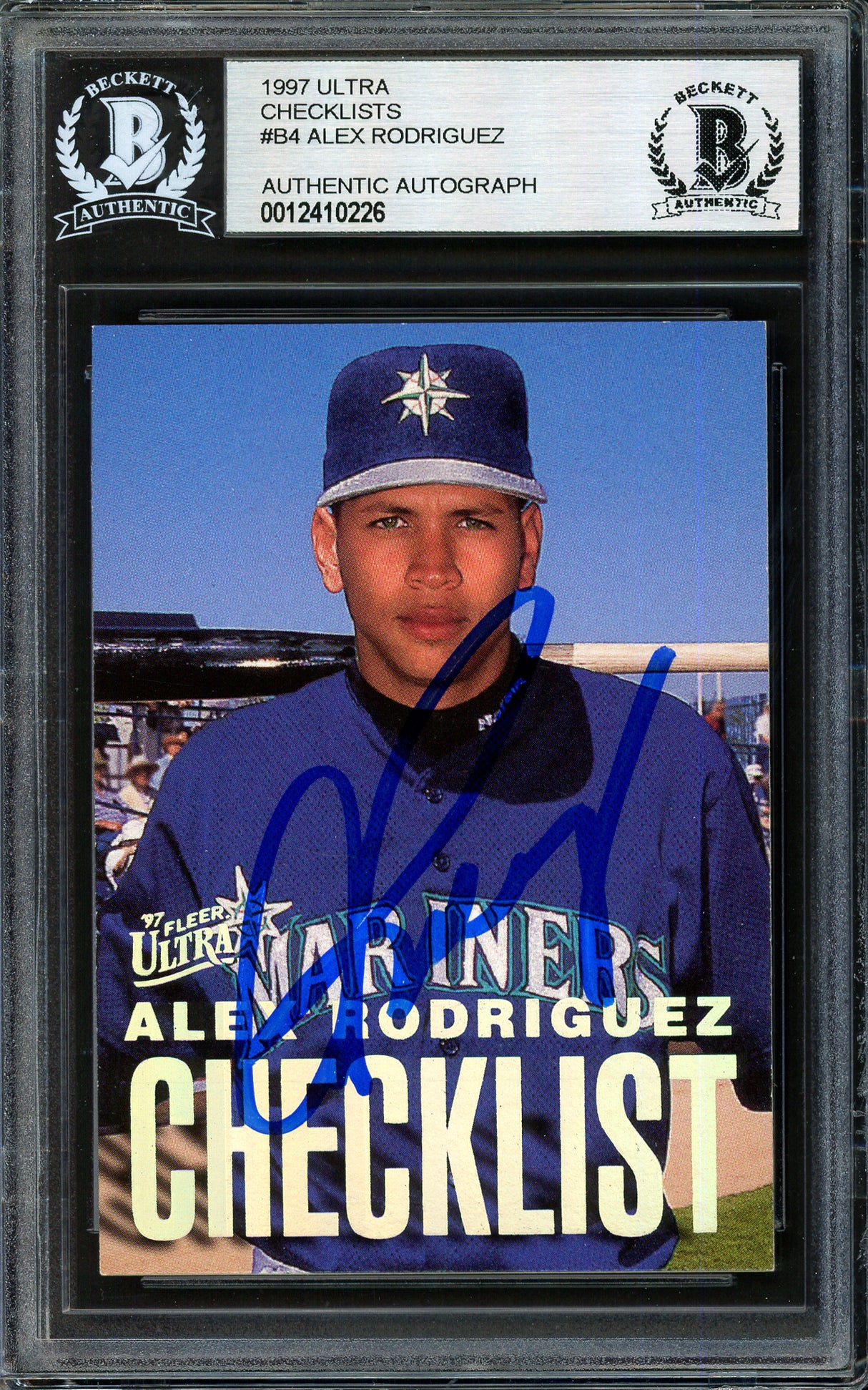 Alex Rodriguez Autographed 1997 Fleer Ultra Checklist Card #4 Seattle Mariners Beckett BAS #12410226