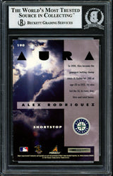 Alex Rodriguez Autographed 1997 Pacific Aura Card #190 Seattle Mariners Beckett BAS #12410247