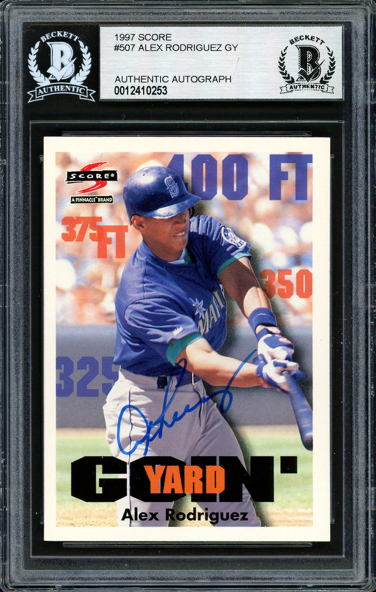 Alex Rodriguez Autographed 1997 Score Goin' Yard Card #507 Seattle Mariners Beckett BAS #12410253
