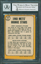Mets Nolan Ryan "Stat" Signed 1968 Topps #177 Rookie Card Auto Grade 10 BAS Slab