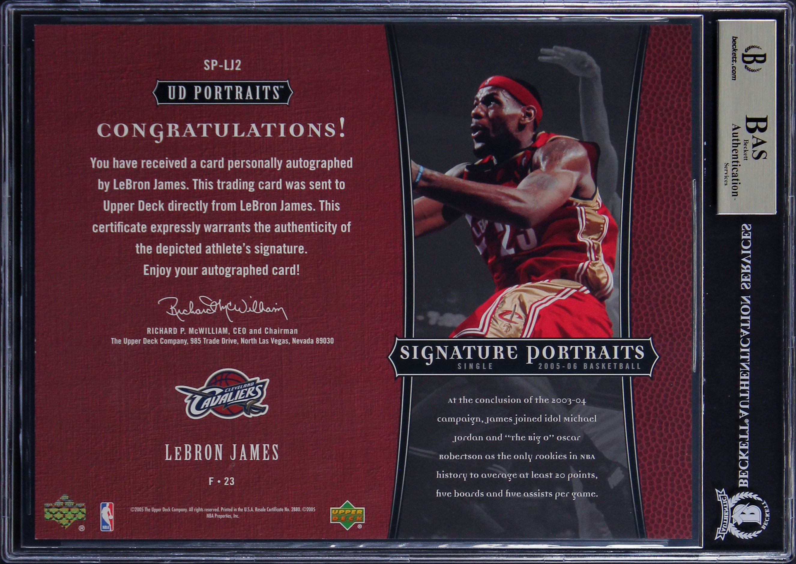 LeBron James Signed 2005 UD 8x10 Signature Portraits #LJ2 Card