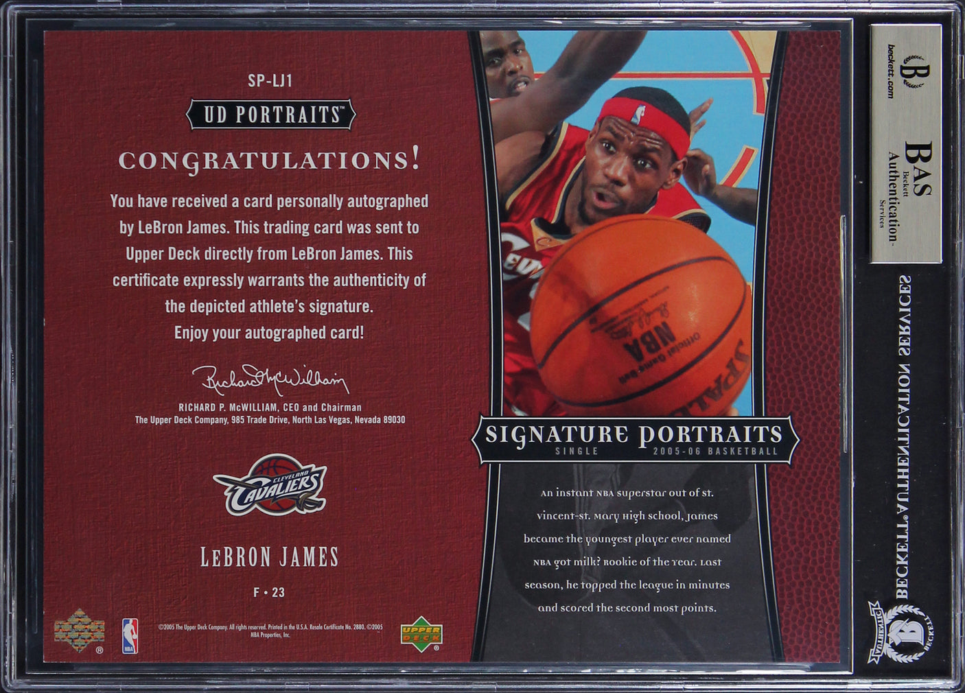 LeBron James Signed 2005 UD 8x10 Signature Portraits #LJ1 Card Auto 10! BAS Slab