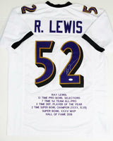 Ray Lewis Autographed White Pro Style STAT Jersey - JSA W Auth *2