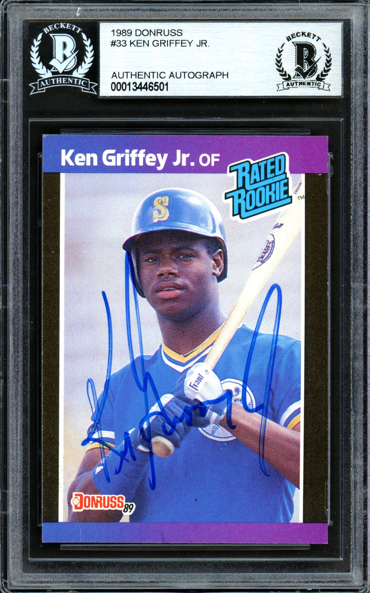 Ken Griffey Jr. Autographed 1989 Donruss Rookie Card #33 Seattle Mariners Vintage Signature Beckett BAS #13446501