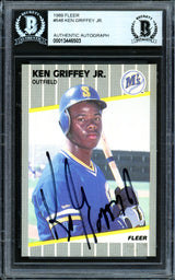 Ken Griffey Jr. Autographed 1989 Fleer Rookie Card #548 Seattle Mariners Vintage Signature Beckett BAS #13446503