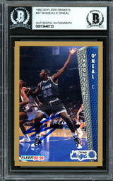 Shaquille Shaq O'Neal Autographed 1992-93 Fleer Drake's Rookie Card #37 Orlando Magic Beckett BAS #13446733