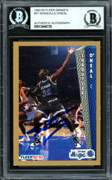 Shaquille Shaq O'Neal Autographed 1992-93 Fleer Drake's Rookie Card #37 Orlando Magic Beckett BAS #13446735