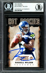 Russell Wilson Autographed 2012 Score Hot Rookies Rookie Card #22 Seattle Seahawks Beckett BAS #13447089