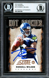 Russell Wilson Autographed 2012 Score Hot Rookies Rookie Card #22 Seattle Seahawks Beckett BAS #13447091