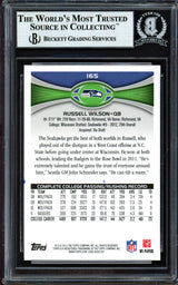 Russell Wilson Autographed 2012 Topps Rookie Card #165 Seattle Seahawks Beckett BAS #13447100