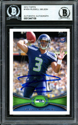 Russell Wilson Autographed 2012 Topps Rookie Card #165 Seattle Seahawks (Smudged) Beckett BAS #13447108