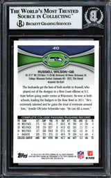 Russell Wilson Autographed 2012 Topps Chrome Rookie Card #40 Seattle Seahawks Beckett BAS #13447113