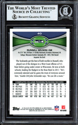 Russell Wilson Autographed 2012 Topps Chrome Rookie Card #40 Seattle Seahawks (Bubbling) Beckett BAS #13447116