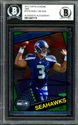 Russell Wilson Autographed 2012 Topps Chrome Rookie Card #14 Seattle Seahawks Beckett BAS #13447119