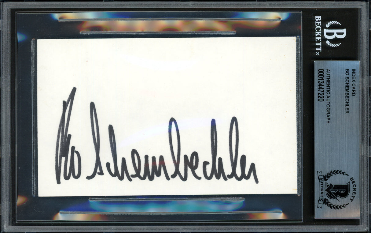 Bo Schembechler Autographed 3x5 Index Card Michigan Beckett BAS #13447220