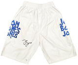Jon Bones Jones Autographed White Boxing Trunks Beckett BAS QR Stock #200323